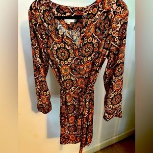 Blue and Orange Paisley Pattern Dress